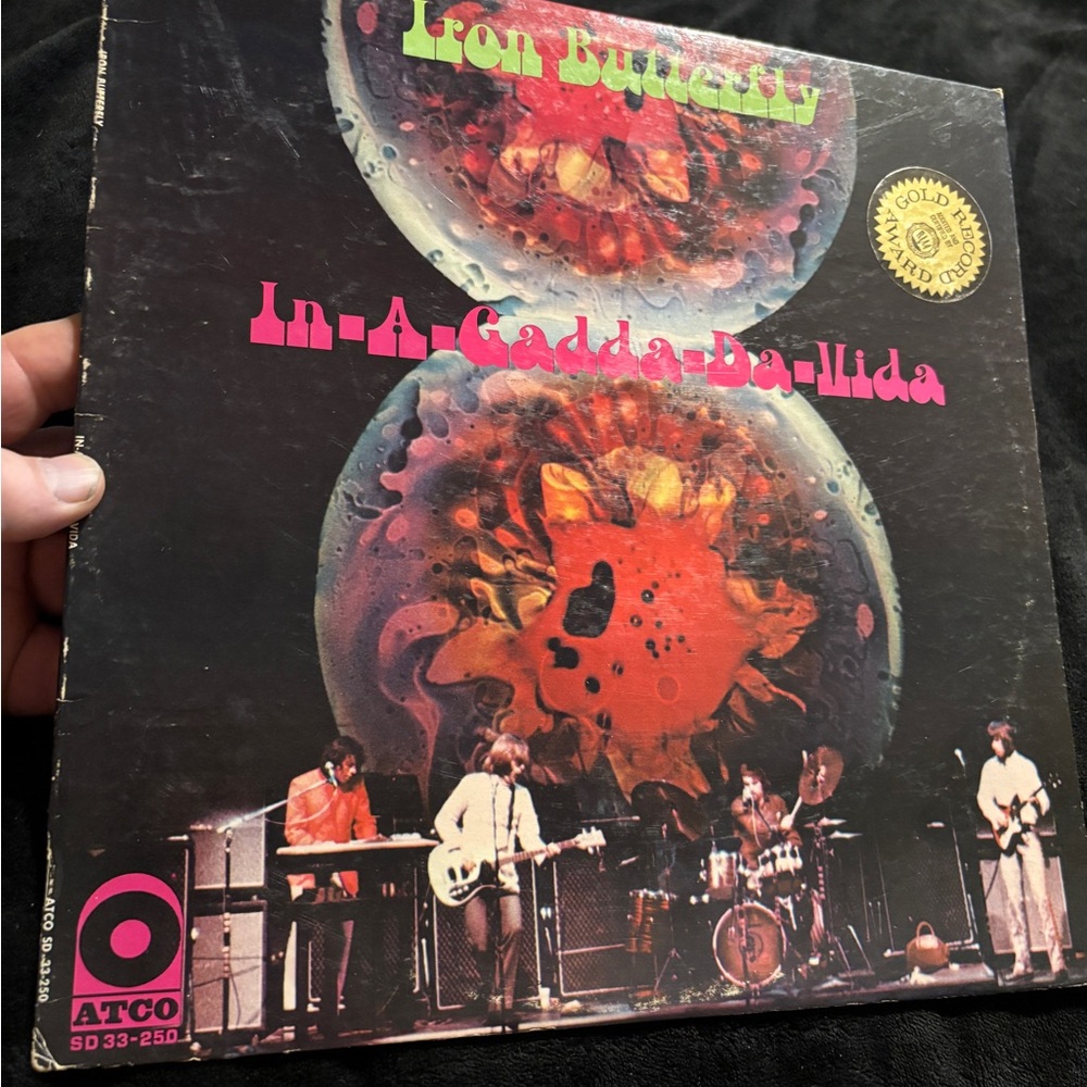 Iron Butterfly In-A-Gadda-Da-Vida Vinyl Record 1968 Gold Record Award Sticker